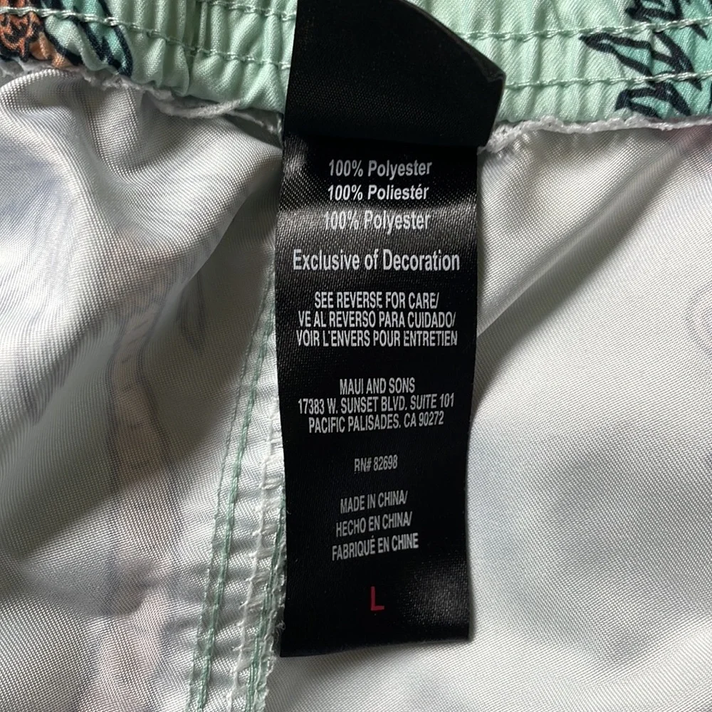 💙 Maui and Sons Board Shorts Swim Trunks Retro Surf Pineapple Mint Green - Picture 5 of 7